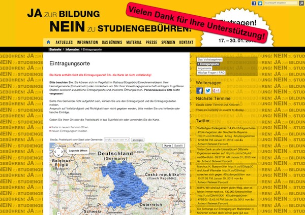Bayernweit unterschrieben zahlreiche Menschen gegen Studiengebühren